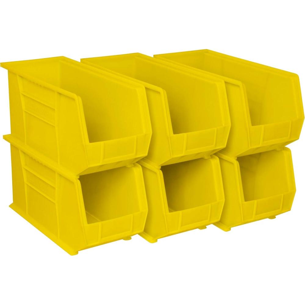 image:imageAkroMils 30265 AkroBins Plastic Storage Bins SpaceSaving Stackable Bins for Garage Pantry Craft Organization 18 x 825 x 9 Blue 6PackYellow