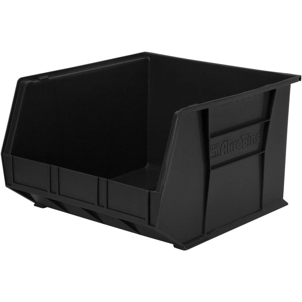 image:imageAkroMils 30270 AkroBins Plastic Storage Bins SpaceSaving Stackable Bins for Garage Pantry Craft Organization 18 x 16 x 11 Black 3PackBlack
