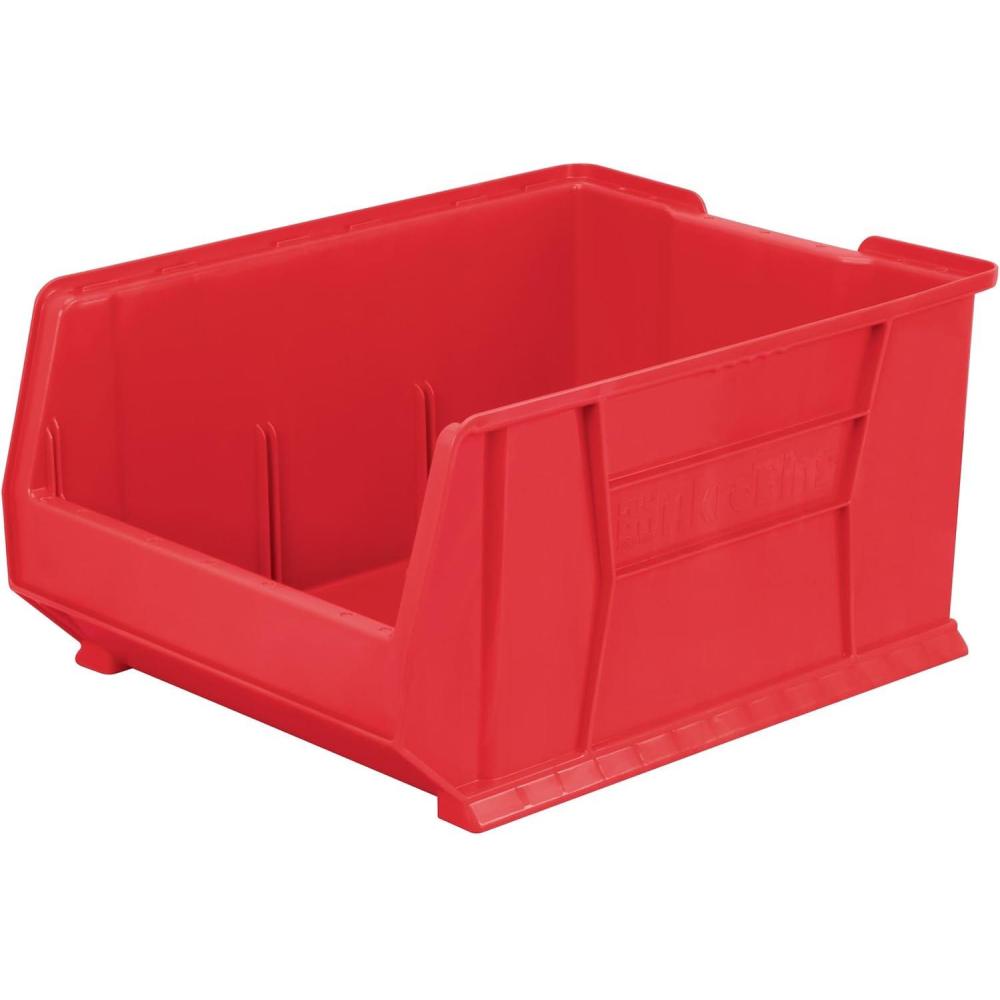 image:imageAkroMils 30289 SuperSize AkroBins Plastic Storage Bins SpaceSaving Stackable Bins for Garage Classroom Warehouse Organization 24 L x 18 W x 12 H Clear 1PackRed 1Pack