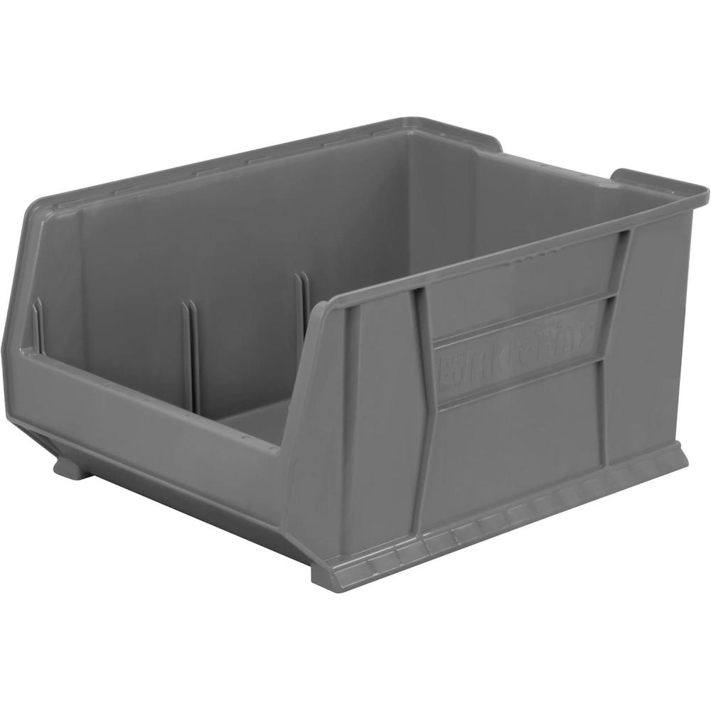 image:imageAkroMils 30289 SuperSize AkroBins Plastic Storage Bins SpaceSaving Stackable Bins for Garage Classroom Warehouse Organization 24 L x 18 W x 12 H Clear 1PackGrey 1Pack
