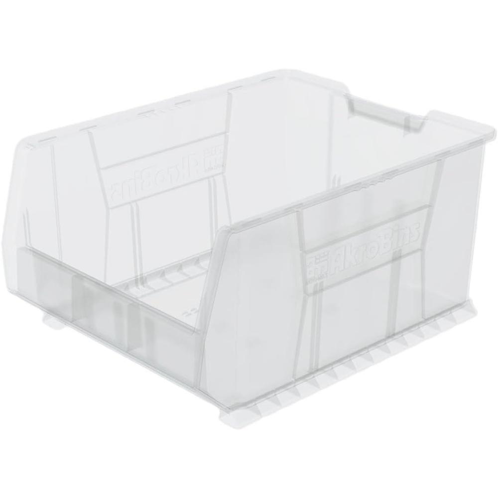 image:imageAkroMils 30289 SuperSize AkroBins Plastic Storage Bins SpaceSaving Stackable Bins for Garage Classroom Warehouse Organization 24 L x 18 W x 12 H Clear 1PackClear 1Pack