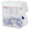 Akro-Mils 30265 AkroBins Plastic Storage Bins, Space-Saving Stackable Bins for Garage, Pantry, Craft Organization, 18-” x 8.25-” x 9-“, Blue, 6-Pack(Clear)