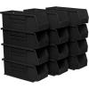 Akro-Mils 30224 AkroBins Plastic Storage Bins, Space-Saving Stackable Bins for Garage, Pantry, Craft Organization, 11″ L x 4″ W x 4″ H, Blue, 12-Pack(Black)