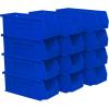 Akro-Mils 30224 AkroBins Plastic Storage Bins, Space-Saving Stackable Bins for Garage, Pantry, Craft Organization, 11″ L x 4″ W x 4″ H, Blue, 12-Pack(Blue)