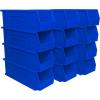 Akro-Mils 30234 AkroBins Plastic Storage Bins, Space-Saving Stackable Bins for Garage, Pantry, Craft Organization, 15″ x 5″ x 5″, Black, 12-Pack(Blue)