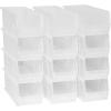 Akro-Mils 30234 AkroBins Plastic Storage Bins, Space-Saving Stackable Bins for Garage, Pantry, Craft Organization, 15″ x 5″ x 5″, Black, 12-Pack(Clear)