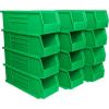 Akro-Mils 30234 AkroBins Plastic Storage Bins, Space-Saving Stackable Bins for Garage, Pantry, Craft Organization, 15″ x 5″ x 5″, Black, 12-Pack(Green)