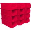 Akro-Mils 30234 AkroBins Plastic Storage Bins, Space-Saving Stackable Bins for Garage, Pantry, Craft Organization, 15″ x 5″ x 5″, Black, 12-Pack(Red)