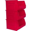 Akro-Mils 30270 AkroBins Plastic Storage Bins, Space-Saving Stackable Bins for Garage, Pantry, Craft Organization, 18″ x 16″ x 11″, Black, 3-Pack(Red)