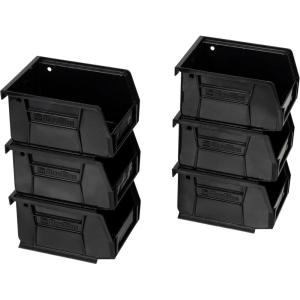 Akro-Mils 30210 AkroBins Plastic Storage Bins, Space-Saving Stackable Bins for Garage, Pantry, Craft Organization, 5″ x 4″ x 3″, Clear, 6-Pack(Black)