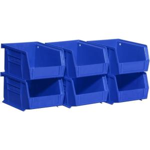 Akro-Mils 30210 AkroBins Plastic Storage Bins, Space-Saving Stackable Bins for Garage, Pantry, Craft Organization, 5″ x 4″ x 3″, Clear, 6-Pack(Blue)