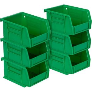 Akro-Mils 30210 AkroBins Plastic Storage Bins, Space-Saving Stackable Bins for Garage, Pantry, Craft Organization, 5″ x 4″ x 3″, Clear, 6-Pack(Green)