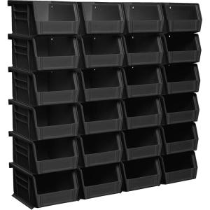 Akro-Mils 30210 AkroBins Plastic Storage Bins, Space-Saving Stackable Bins for Garage, Pantry, Craft Organization, 5″ x 4″ x 3″, Yellow, 24-Pack(Black)