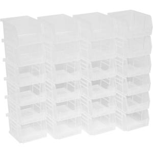 Akro-Mils 30210 AkroBins Plastic Storage Bins, Space-Saving Stackable Bins for Garage, Pantry, Craft Organization, 5″ x 4″ x 3″, Yellow, 24-Pack(Clear)