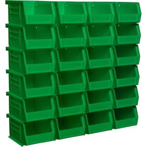 Akro-Mils 30210 AkroBins Plastic Storage Bins, Space-Saving Stackable Bins for Garage, Pantry, Craft Organization, 5″ x 4″ x 3″, Yellow, 24-Pack(Green)