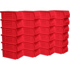 Akro-Mils 30220 AkroBins Plastic Storage Bins, Space-Saving Stackable Bins for Garage, Pantry, Craft Organization, 7″ x 4″ x 3″, Blue, 24-Pack(Red)