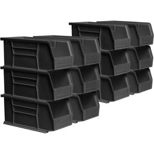 Akro-Mils 30230 AkroBins Plastic Storage Bins, Space-Saving Stackable Bins for Garage, Pantry, Craft Organization, 10.5 “L x 5.5 “W x 5″H, Blue, 12-Pack(Black)