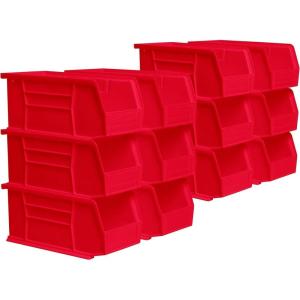 Akro-Mils 30230 AkroBins Plastic Storage Bins, Space-Saving Stackable Bins for Garage, Pantry, Craft Organization, 10.5 “L x 5.5 “W x 5″H, Blue, 12-Pack(Red)