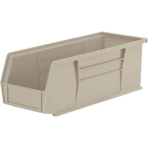 Akro-Mils 30234 AkroBins Plastic Storage Bins, Space-Saving Stackable Bins for Garage, Pantry, Craft Organization, 15″ x 5″ x 5″, Black, 12-Pack(Stone)