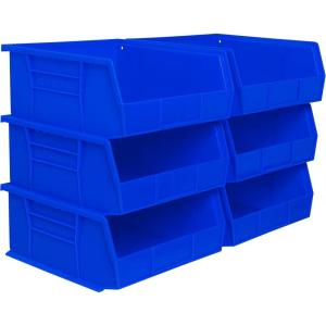 Akro-Mils 30235 AkroBins Plastic Storage Bins, Space-Saving Stackable Bins for Garage, Pantry, Craft Organization, 11″ x 11″ x 5″, Blue, 6-Pack(Blue)