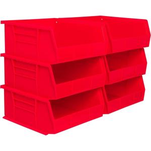 Akro-Mils 30235 AkroBins Plastic Storage Bins, Space-Saving Stackable Bins for Garage, Pantry, Craft Organization, 11″ x 11″ x 5″, Blue, 6-Pack(Red)