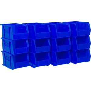 Akro-Mils 30237 AkroBins Plastic Storage Bins, Space-Saving Stackable Bins for Garage, Pantry, Craft Organization, 9″ x 6″ x 5″, Blue, 12-Pack(Blue)
