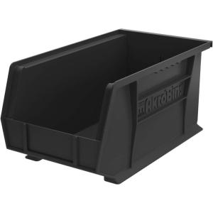 Akro-Mils 30240 AkroBins Plastic Storage Bins, Space-Saving Stackable Bins for Garage, Pantry, Craft Organization, 15-Inch x 8-Inch x 7-Inch, Blue, 12-Pack(Black)