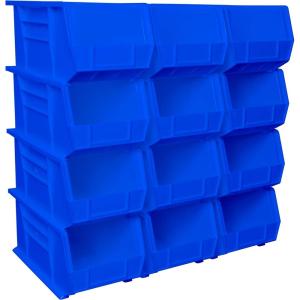 Akro-Mils 30240 AkroBins Plastic Storage Bins, Space-Saving Stackable Bins for Garage, Pantry, Craft Organization, 15-Inch x 8-Inch x 7-Inch, Blue, 12-Pack(Blue)