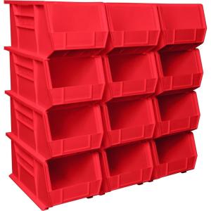 Akro-Mils 30240 AkroBins Plastic Storage Bins, Space-Saving Stackable Bins for Garage, Pantry, Craft Organization, 15-Inch x 8-Inch x 7-Inch, Blue, 12-Pack(Red)