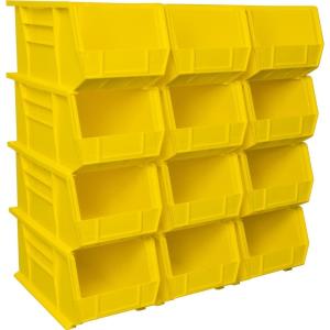 Akro-Mils 30240 AkroBins Plastic Storage Bins, Space-Saving Stackable Bins for Garage, Pantry, Craft Organization, 15-Inch x 8-Inch x 7-Inch, Blue, 12-Pack(Yellow)