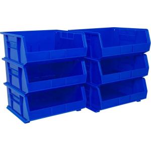 Akro-Mils 30250 AkroBins Plastic Storage Bins, Space-Saving Stackable Bins for Garage, Pantry, Craft Organization, 15″ x 16″ x 7″, Green, 6-Pack(Blue)