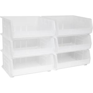 Akro-Mils 30250 AkroBins Plastic Storage Bins, Space-Saving Stackable Bins for Garage, Pantry, Craft Organization, 15″ x 16″ x 7″, Green, 6-Pack(Clear)