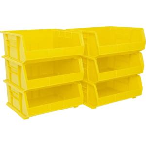 Akro-Mils 30250 AkroBins Plastic Storage Bins, Space-Saving Stackable Bins for Garage, Pantry, Craft Organization, 15″ x 16″ x 7″, Green, 6-Pack(Yellow)