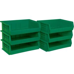 Akro-Mils 30255 AkroBins Plastic Storage Bins, Space-Saving Stackable Bins for Garage, Pantry, Craft Organization, 11″ x 16″ x 5″, Black, 6-Pack(Green)