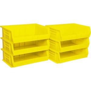 Akro-Mils 30255 AkroBins Plastic Storage Bins, Space-Saving Stackable Bins for Garage, Pantry, Craft Organization, 11″ x 16″ x 5″, Black, 6-Pack(Yellow)