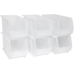 Akro-Mils 30260 AkroBins Plastic Storage Bins, Space-Saving Stackable Bins for Garage, Pantry, Craft Organization, 18″ x 11″ x 10″, Red, 6-Pack(Clear)