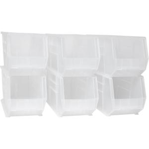 Akro-Mils 30265 AkroBins Plastic Storage Bins, Space-Saving Stackable Bins for Garage, Pantry, Craft Organization, 18-” x 8.25-” x 9-“, Blue, 6-Pack(Clear)