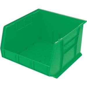Akro-Mils 30270 AkroBins Plastic Storage Bins, Space-Saving Stackable Bins for Garage, Pantry, Craft Organization, 18″ x 16″ x 11″, Black, 3-Pack(Green)