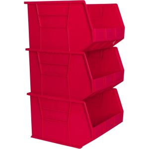 Akro-Mils 30270 AkroBins Plastic Storage Bins, Space-Saving Stackable Bins for Garage, Pantry, Craft Organization, 18″ x 16″ x 11″, Black, 3-Pack(Red)
