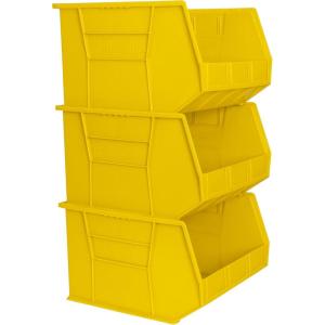 Akro-Mils 30270 AkroBins Plastic Storage Bins, Space-Saving Stackable Bins for Garage, Pantry, Craft Organization, 18″ x 16″ x 11″, Black, 3-Pack(Yellow)