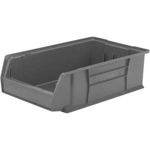 Akro-Mils 30280 Super-Size AkroBins Plastic Storage Bins, Space-Saving Stackable Bins for Garage, Classroom, Warehouse Organization, 20″ L x 12″ W x 6″ H, Clear, 4-Pack(Grey  (4-Pack))