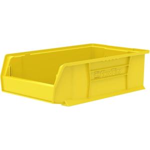 Akro-Mils 30280 Super-Size AkroBins Plastic Storage Bins, Space-Saving Stackable Bins for Garage, Classroom, Warehouse Organization, 20″ L x 12″ W x 6″ H, Clear, 4-Pack(Yellow  (4-Pack))