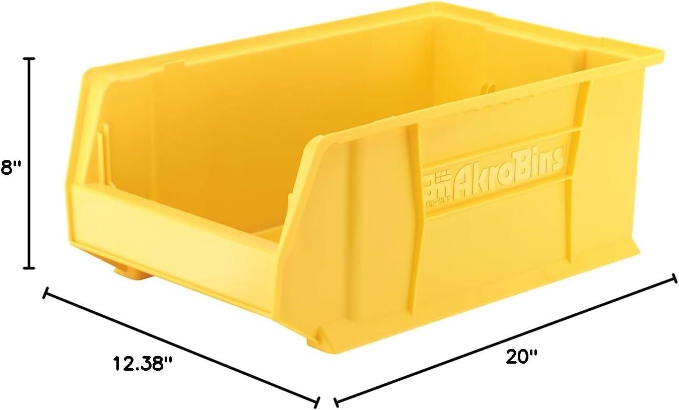 image:imageAkroMils 30281 SuperSize AkroBins Plastic Storage Bins SpaceSaving Stackable Bins for Garage Classroom Warehouse Organization 20 L x 12 W x 8 H Blue 3PackYellow