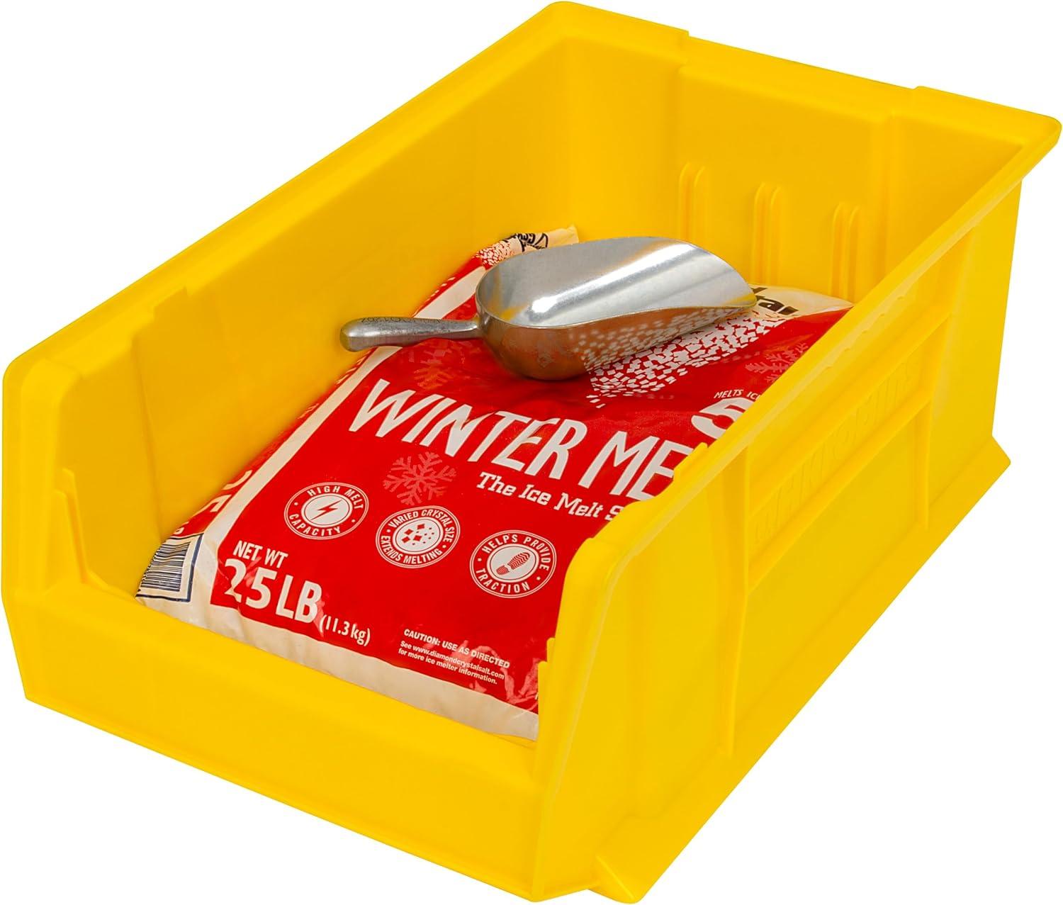 image:imageAkroMils 30281 SuperSize AkroBins Plastic Storage Bins SpaceSaving Stackable Bins for Garage Classroom Warehouse Organization 20 L x 12 W x 8 H Blue 3PackYellow