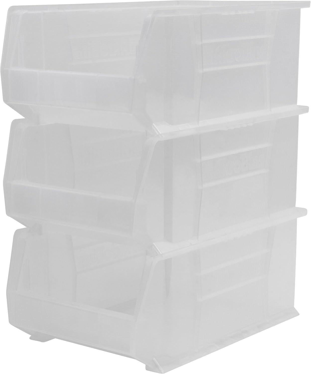 image:imageAkroMils 30281 SuperSize AkroBins Plastic Storage Bins SpaceSaving Stackable Bins for Garage Classroom Warehouse Organization 20 L x 12 W x 8 H Blue 3PackClear