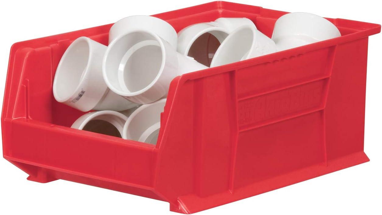image:imageAkroMils 30281 SuperSize AkroBins Plastic Storage Bins SpaceSaving Stackable Bins for Garage Classroom Warehouse Organization 20 L x 12 W x 8 H Blue 3PackRed