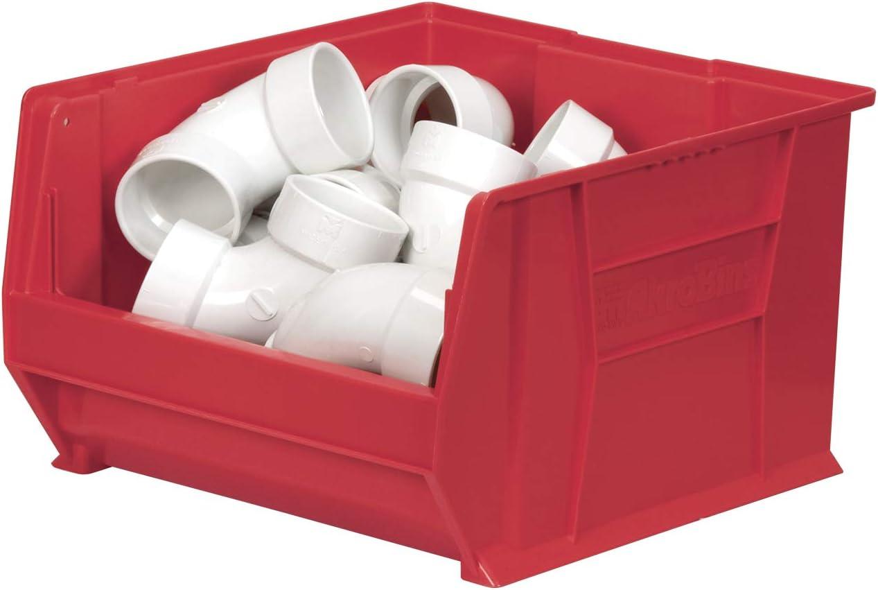 image:imageAkroMils 30283 SuperSize AkroBins Plastic Storage Bins SpaceSaving Stackable Bins for Garage Classroom Warehouse Organization 20 L x 18 W x 12 H Red 1PackRed 1Pack