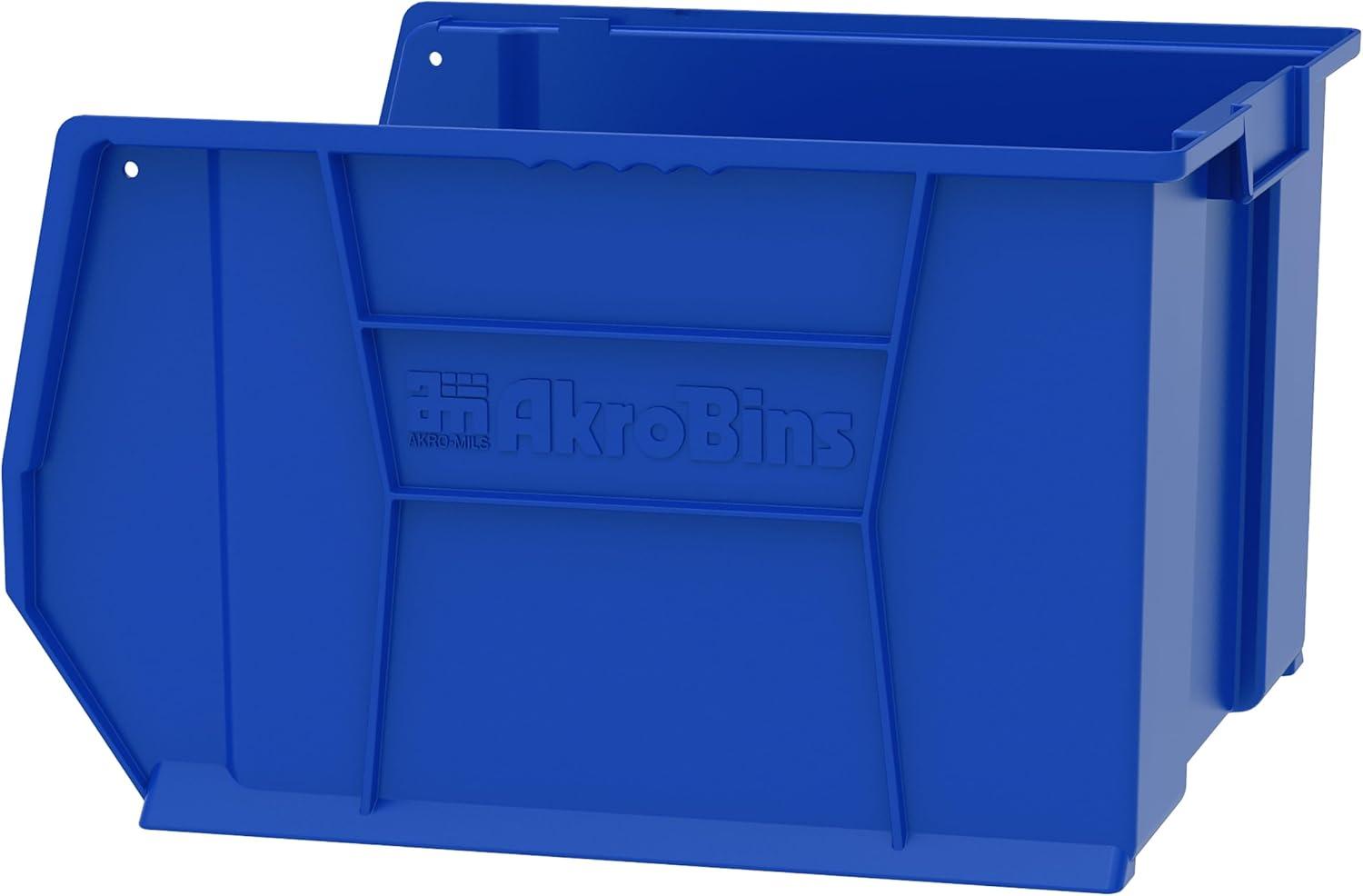 image:imageAkroMils 30283 SuperSize AkroBins Plastic Storage Bins SpaceSaving Stackable Bins for Garage Classroom Warehouse Organization 20 L x 18 W x 12 H Red 1PackBlue 1Pack