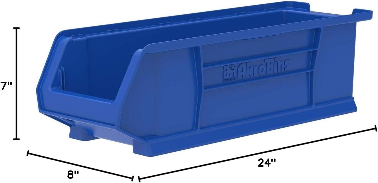 image:imageAkroMils 30284 SuperSize AkroBins Plastic Storage Bins SpaceSaving Stackable Bins for Garage Classroom Warehouse Organization 24 L x 8 W x 7 H Grey 4PackBlue 4Pack