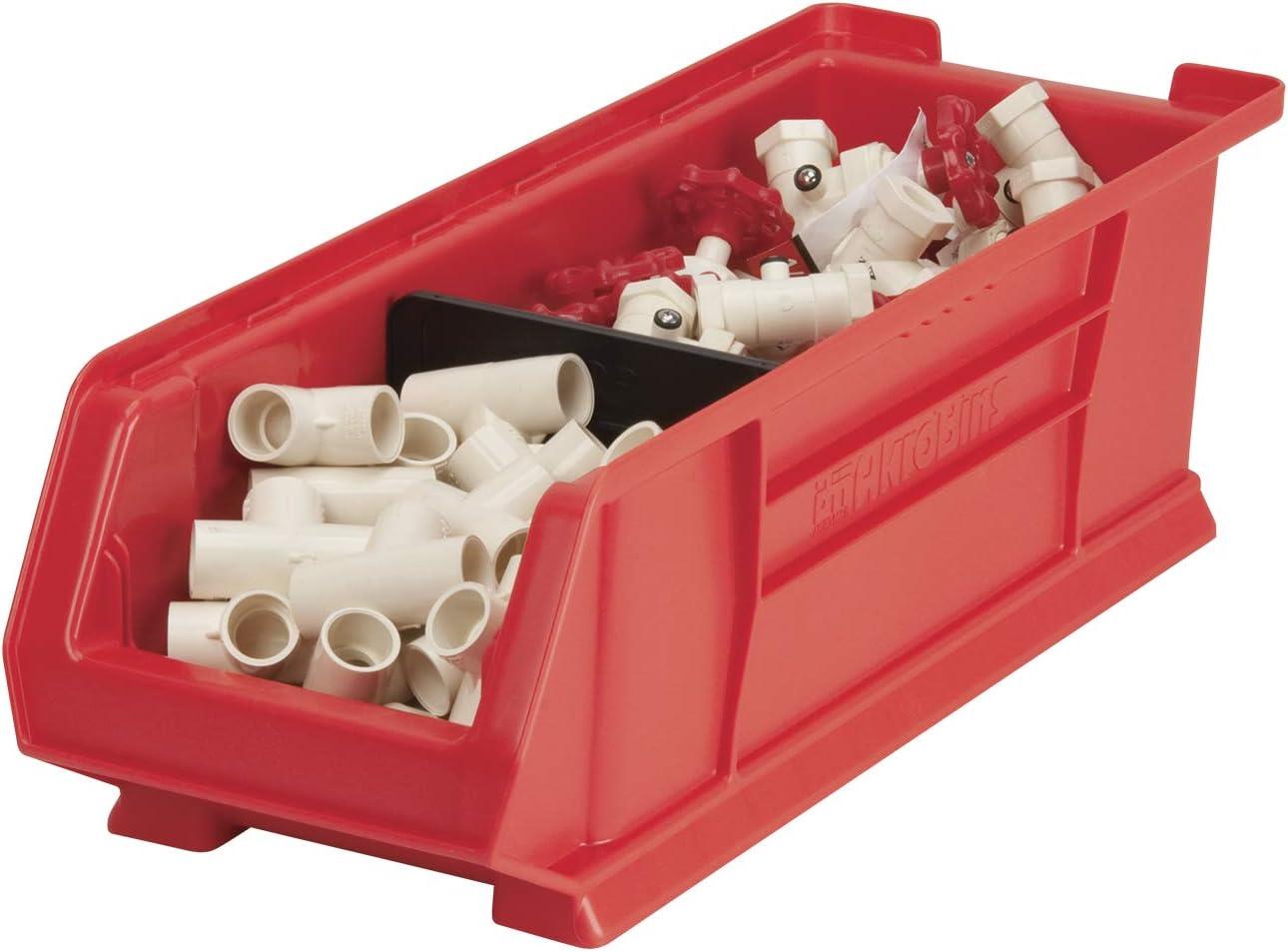 image:imageAkroMils 30284 SuperSize AkroBins Plastic Storage Bins SpaceSaving Stackable Bins for Garage Classroom Warehouse Organization 24 L x 8 W x 7 H Grey 4PackRed 4Pack
